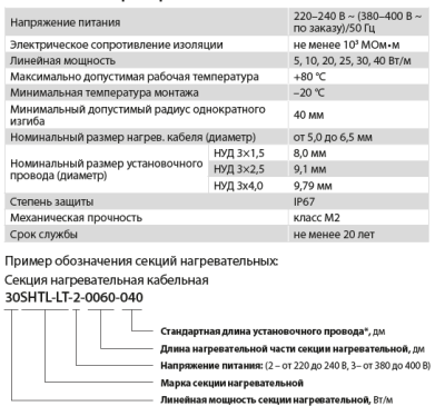  Секция нагревательная кабельная 25SHLTL-2-0270-040 купить в Воронеже