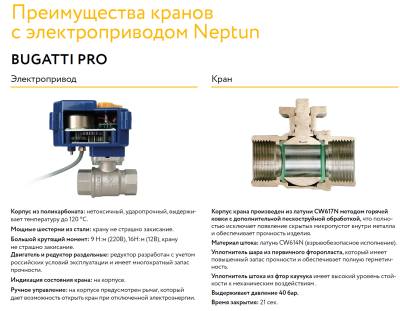  Клапан с электроприводом Neptun Bugatti Pro 220B 1/2 купить в Воронеже