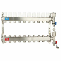 Коллекторная группа в сборе с расходомерами б/кранов латунь 10 выходов VIEIR (1/5)