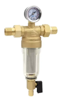 Самопромывной фильтр VIEIR  1/2" с манометром стекло (1/10)