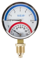 Термоманометр радиальный VIEIR 0-10 бар (1/50)