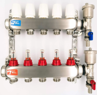 Коллекторная группа из нержавеющей стали в сборе с расходомерами без кранов  5 выходов VIEIR (1/5)