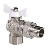Кран шаровой полнопроходной  с полусгоном угл. VALTEC BASE  3/4'' рукоятка-бабочка,  ВР-НР белая (8/64)
