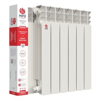  Радиатор алюминиевый НРЗ серия ЛЮКС 500/100 8 секций вес 1,2 кг 185Вт купить в Воронеже