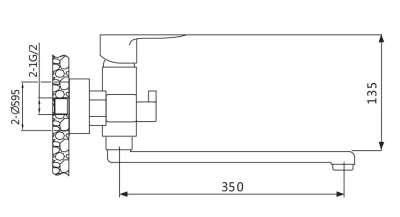  Смеситель для ванны длинный поворотный  излив VIEIR D35 (1/10) купить в Воронеже
