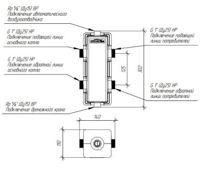  Гидрострелка c термоизоляцией GR-60-25.EPP купить в Воронеже