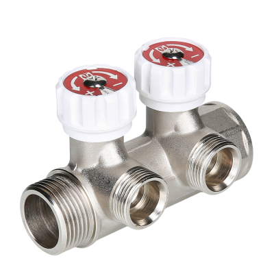  Коллектор VALTEC с регулировочными вентилями, 1"х2 вых. Евроконус 3/4" (на подающий трубопровод) (1/ купить в Воронеже