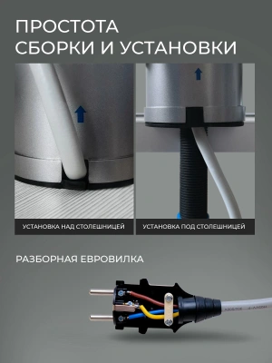 Проточный электрический водонагреватель (кран для мойки) TK32B-03 черно-серый купить в Воронеже