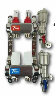  Коллекторная группа из нержавеющей стали в сборе с расходомерами без кранов  2 выхода VIEIR (1/5) купить в Воронеже