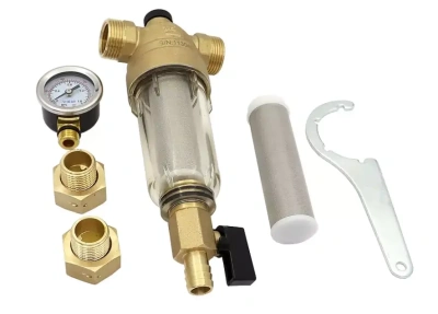  Самопромывной фильтр VIEIR  1/2" с манометром стекло (1/10) купить в Воронеже