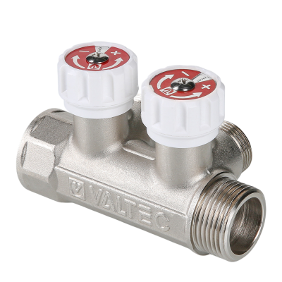  Коллектор VALTEC с регулировочными вентилями, 1"х2 вых. Евроконус 3/4" (на подающий трубопровод) (1/ купить в Воронеже