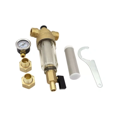  Самопромывной фильтр VIEIR  1" с манометром стекло (1/8) купить в Воронеже