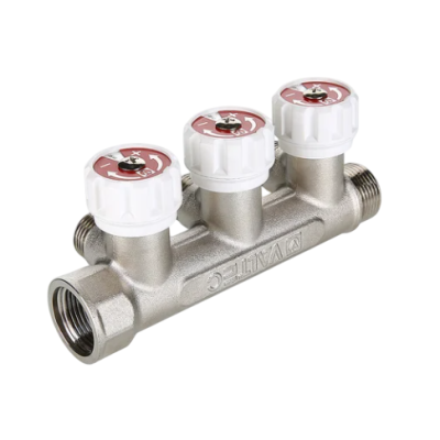  Коллектор VALTEC с регулировочными вентилями, 1"х3 вых. Евроконус 3/4" (на подающий трубопровод) (1/ купить в Воронеже