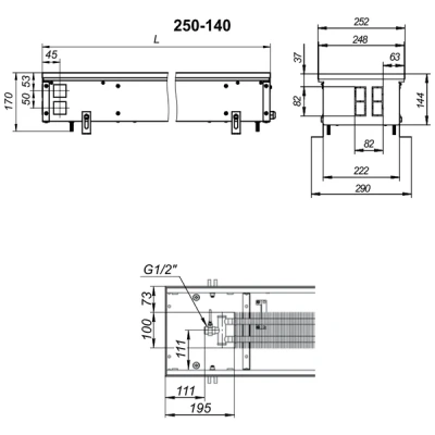  Встраиваемый конвектор Techno Usual KVZ 250-140-900 (без решетки) купить в Воронеже