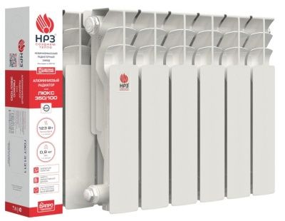  Радиатор алюминиевый НРЗ серия ЛЮКС 350/100  9 секций вес 0,8кг 121Вт купить в Воронеже