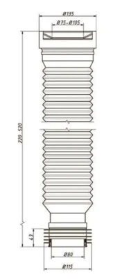  990 Слив раздвижной для унитаза, 250-550 мм (1/24) купить в Воронеже
