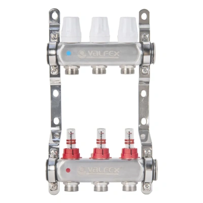  Коллекторная группа из нержавеющей стали с расход. 1''х  3 вых Евроконус 3/4'' VALFEX (2) К купить в Воронеже