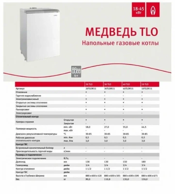  Котел газовый напольный PROTHERM Медведь 20 TLO - 17 кВт купить в Воронеже